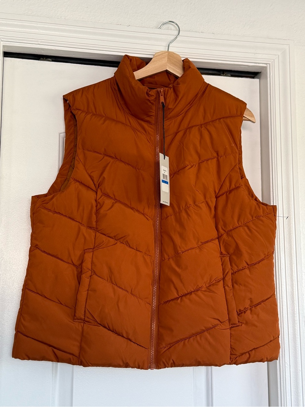 Cole Haan Rust Orange Quilted Puffer Vest